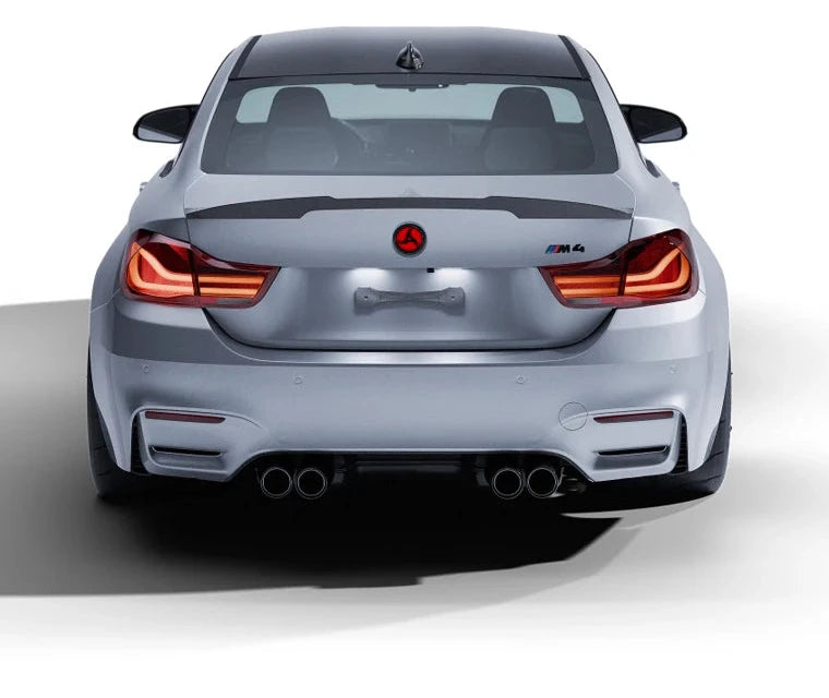 VEXO badge on BMW M4 rear, alternate animation, focused crop